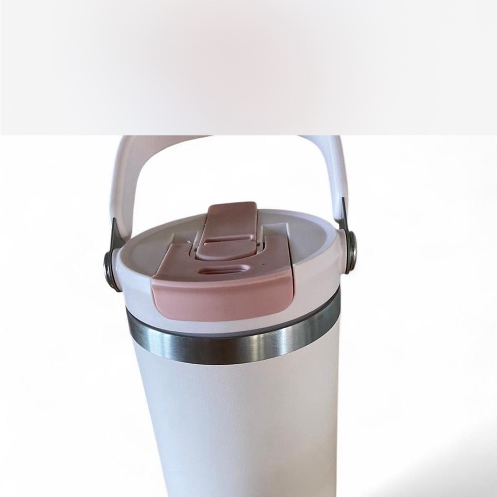 White and Pink Travel Mug
